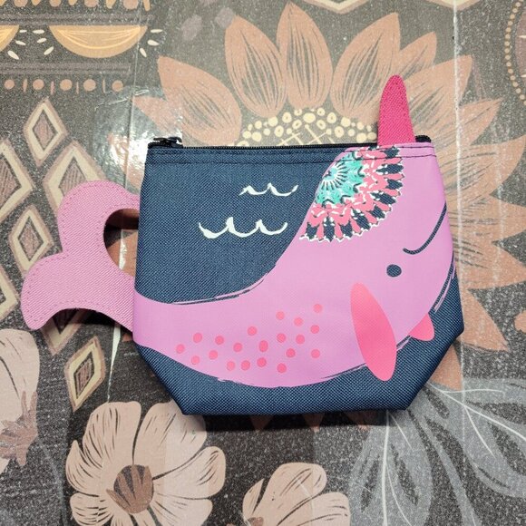 Thirty-One Navy Pink Narwal Small Thermal Snack Pack Bag - Picture 1 of 5
